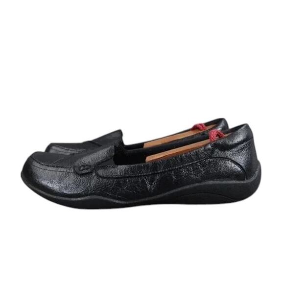Dr Scholls Shoes Womens 7.5 Loafer Slip On Flats Black Leather Classic Comfort - Picture 2 of 13